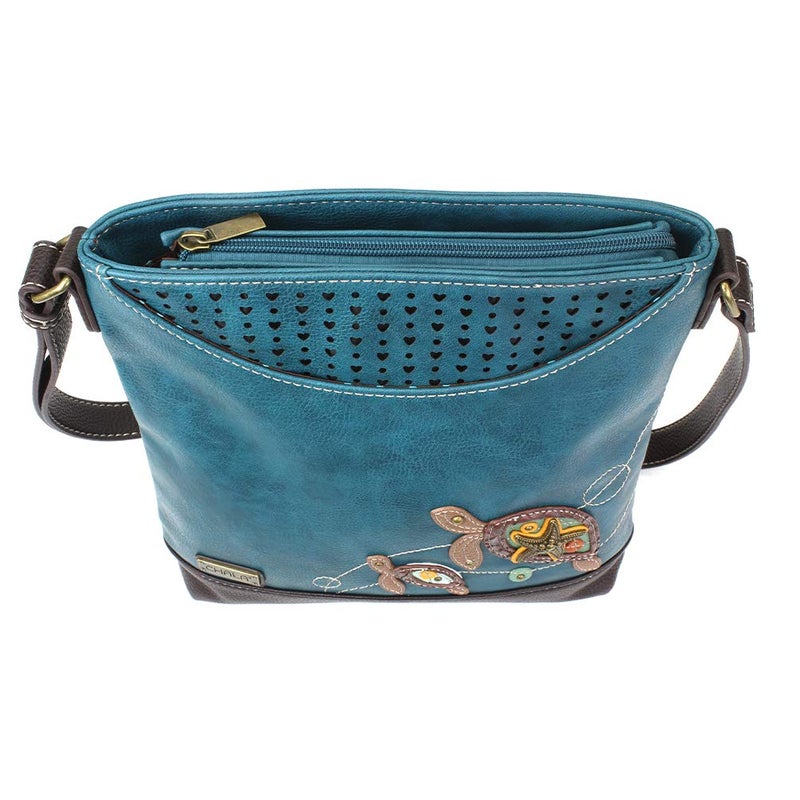 CHALA Sweet Messenger Mid Size Shoulder Purse with Adjustable Strap - Two Turtles - turquoise - Image 5